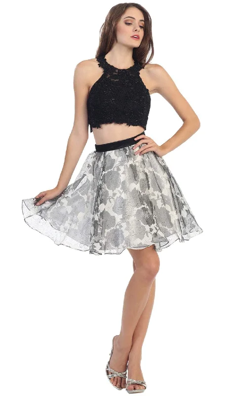 Eureka Fashion - Two Piece Lace Printed Cocktail Dress