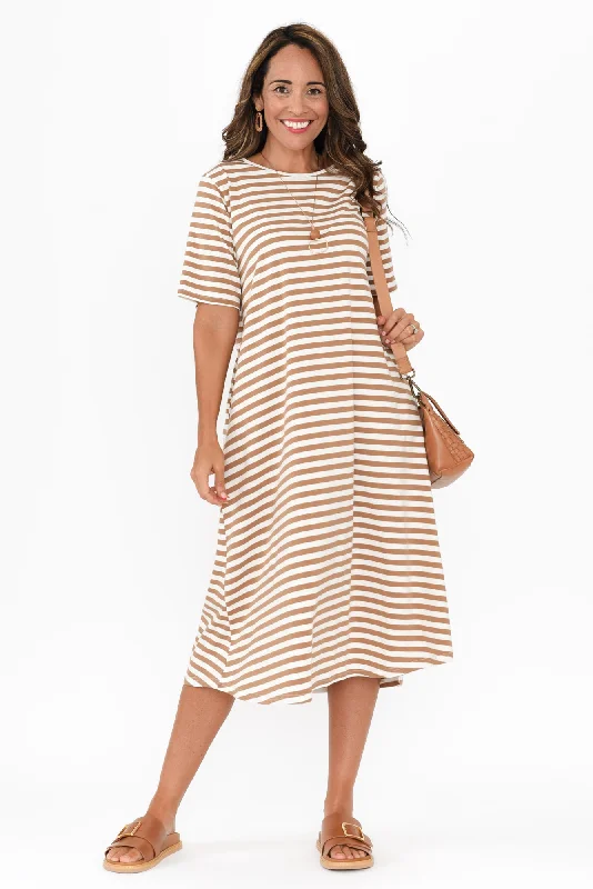 Bronte Natural Stripe Cotton Tee Dress