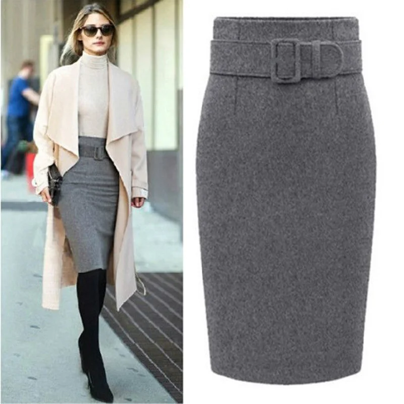 fashion cotton plus size high waist casual midi pencil skirt women skirts female